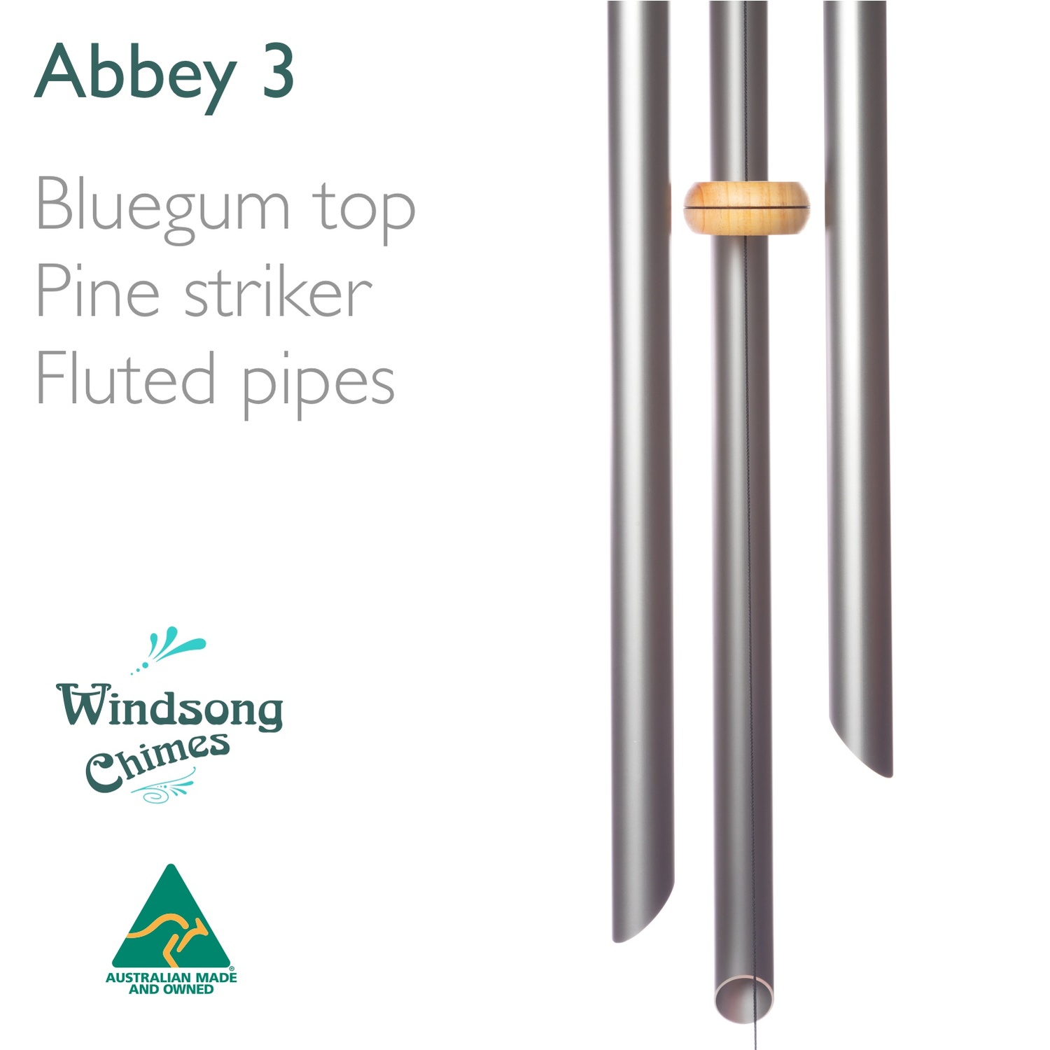 Abbey Wind Chime (3 Pipe) - Gunmetal