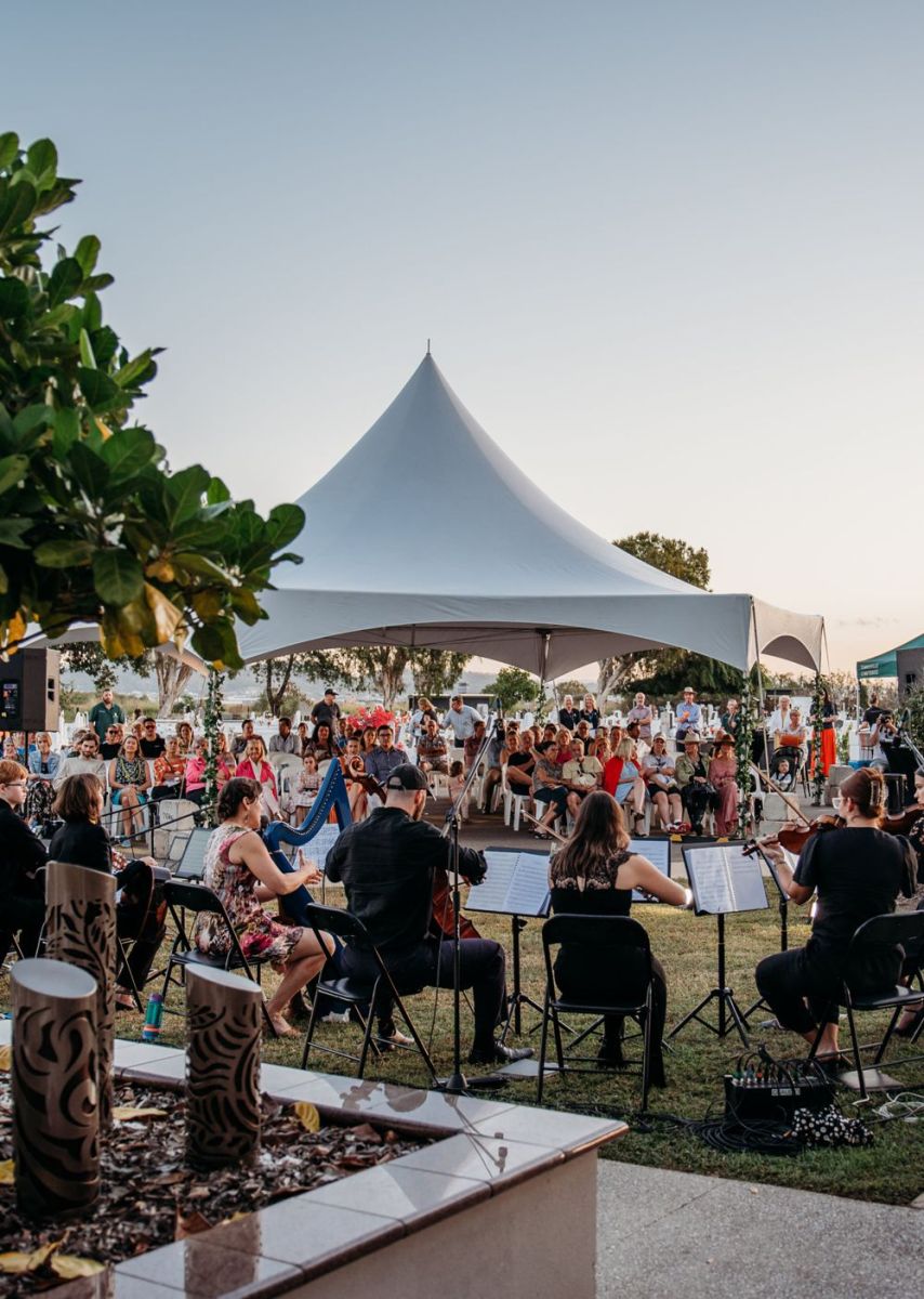 Official opening with marquee and musicians