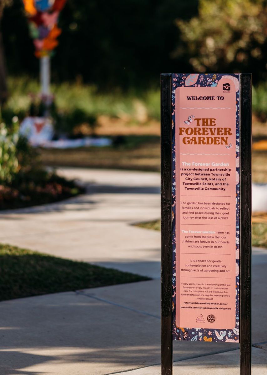 Forever Gardens welcome sign